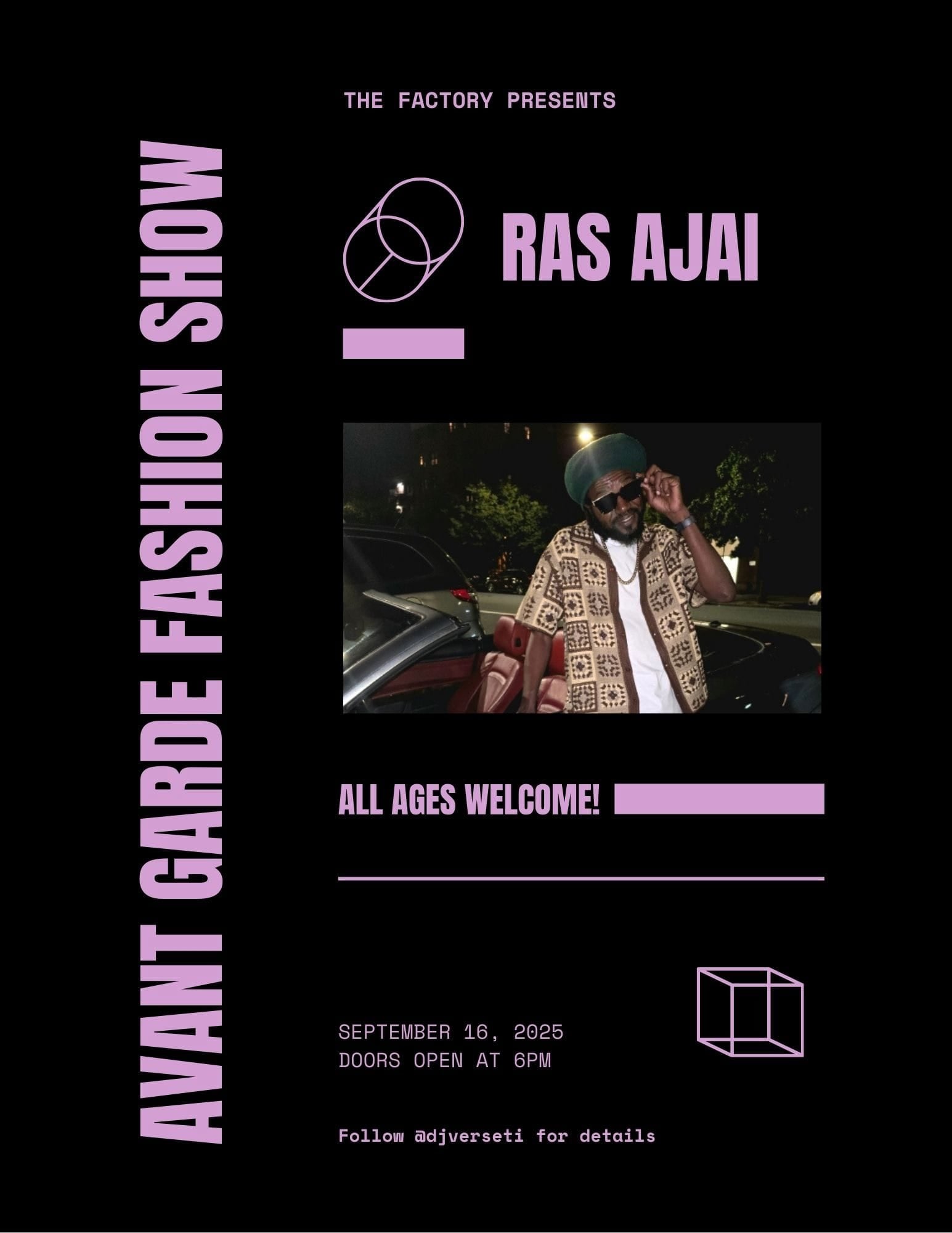 Verum Lumen Society - Ras Ajai (actor from the bob marley movie) - NYFW - The Factory