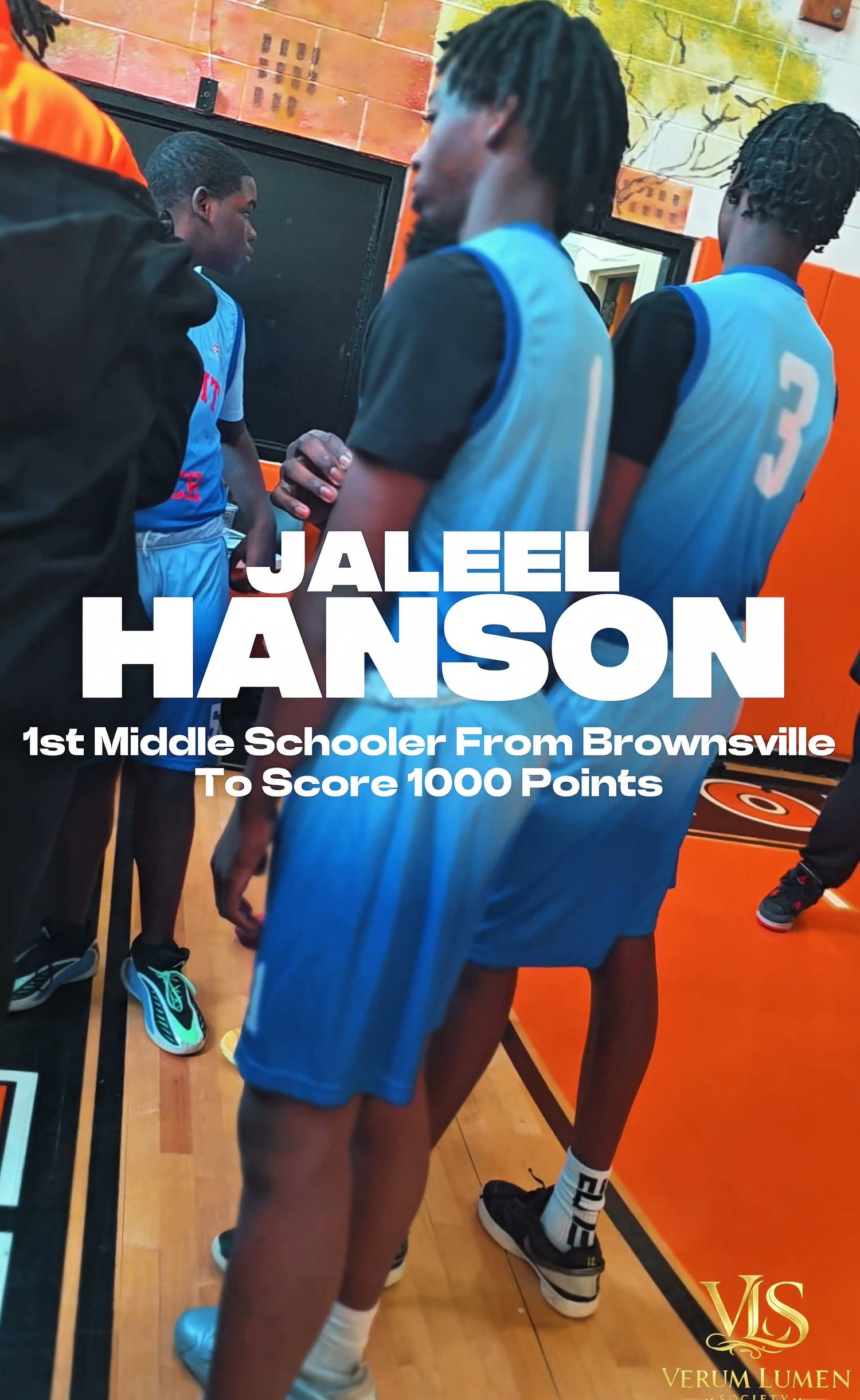 Jaleel Hanson basketball feature by Verum Lumen Society highlighting youth athlete visibility, talent development, and Brownsville basketball culture.