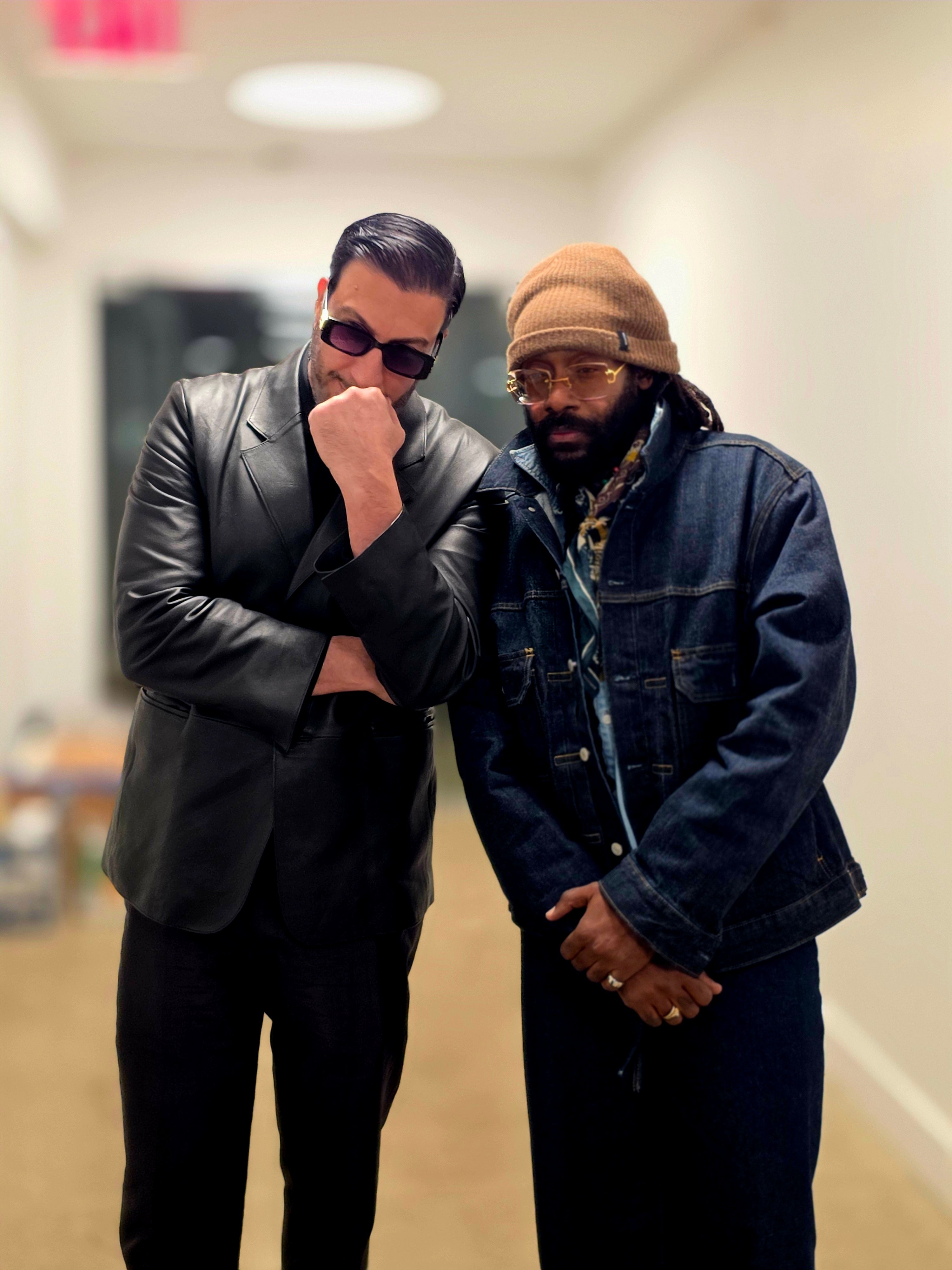 Tarrus Riley and Johnny at Confessional Showroom with Verum Lumen Society, highlighting Fashion Week access, artist visibility, and industry placement.